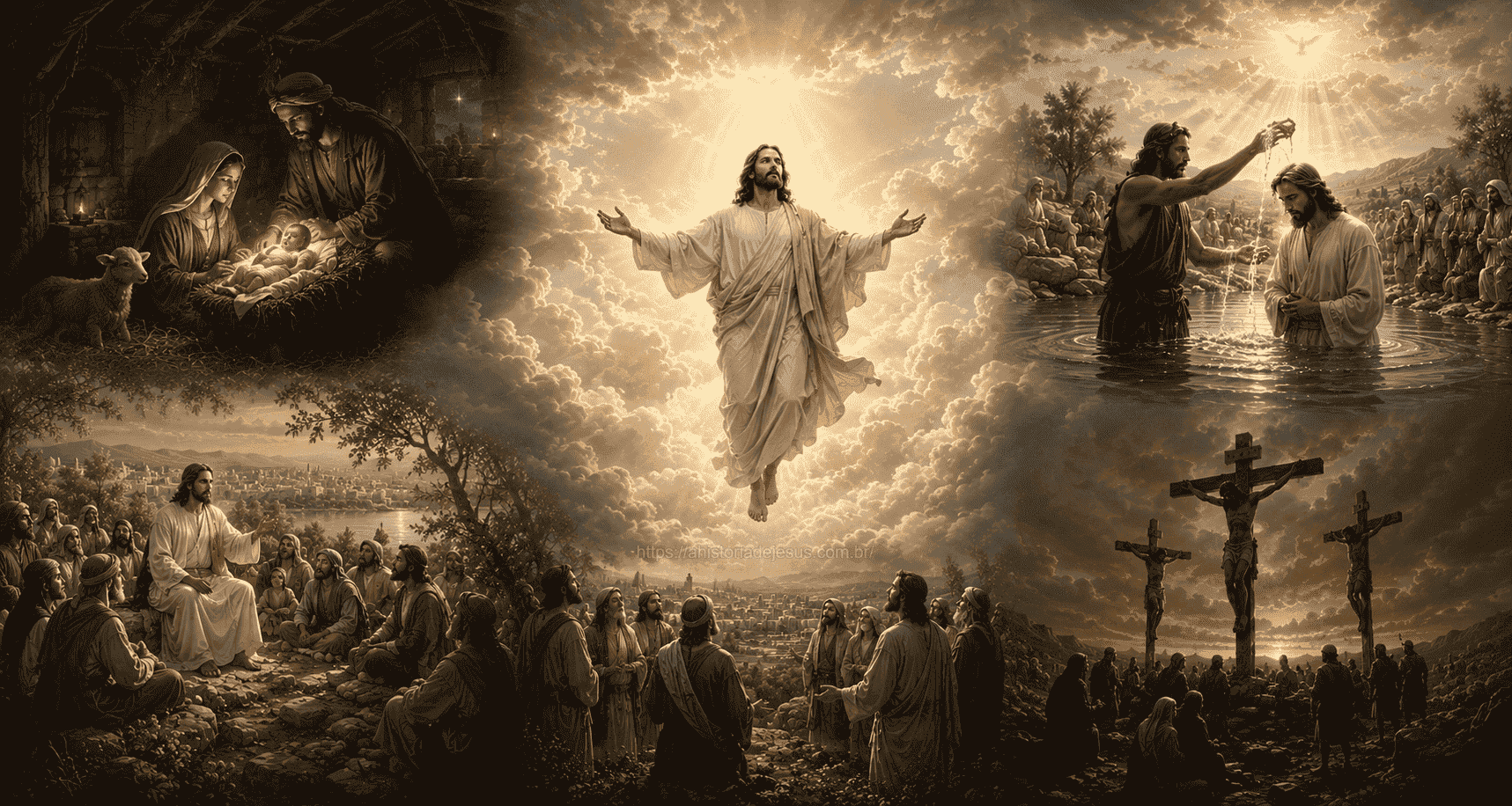 Jesus caminhando com seus discípulos