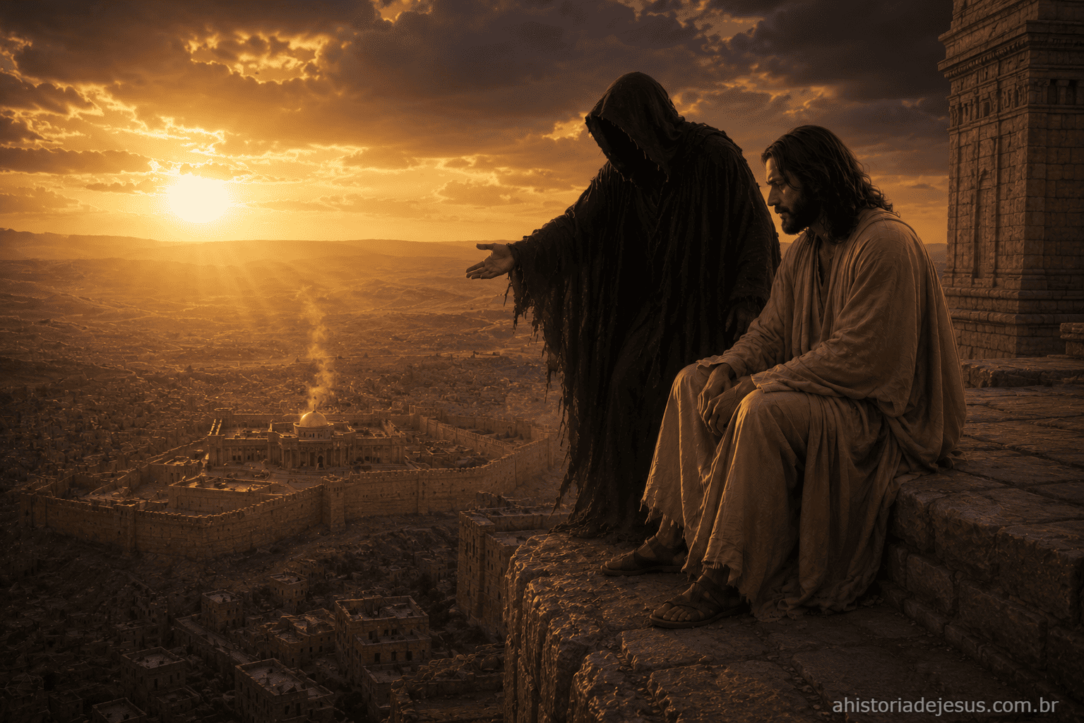 A segunda tentação — o pináculo do Templo de Jerusalém